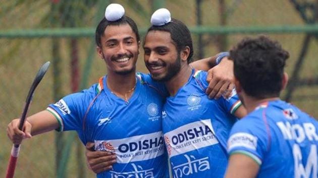 India Junior Hockey Team players celebrate(Hockey India)