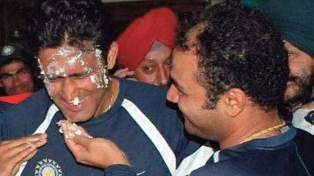 Anil Kumble celebrates his 49th birthday(Twitter/ Virender Sehwag)