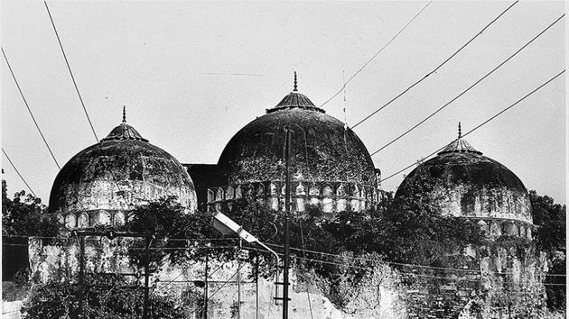 Rear view of the structure which is at the center of the Babri Masjid Ram Janmabhoomi controversy in Ayodhya.