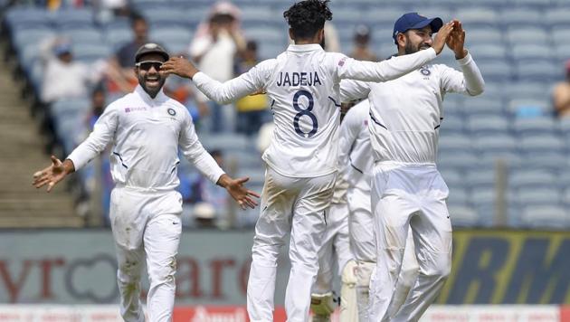 India's Ravindra Jadeja celebrates (PTI) India's Ravindra Jadeja celebrates (PTI)