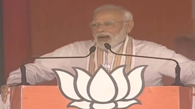 Prime Minister Narendra Modi at a poll rally in Haryana, October 18, 2019.(BJP / Twitter)