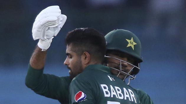 File image: Pakistan's captain Sarfaraz Ahmed, right, greets Babar Azam.(AP)