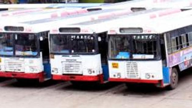 More than 48,000 employees and workers of the RTC have been on strike since October 5 citing their demands, which include the merger of RTC with the government. (ANI Photo) More than 48,000 employees and workers of the RTC have been on strike since October 5 citing their demands, which include the merger of RTC with the government. (ANI Photo)