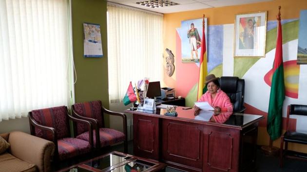 Aymara congress member Mercedes Marquez works in her office in La Paz. Marquez spoke highly of Morales despite some of the headwinds he has faced. She said he had championed the rights of indigenous people after years of repression and humiliation. The lawmaker, who worked as a seamstress and trader before entering politics, pointed to steady economic growth under Morales, helped by a natural resource boom. (Manuel Seoane / REUTERS)