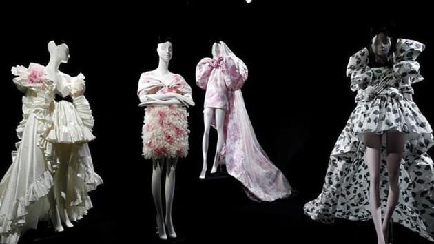 Creations are displayed during an exhibition by designer Giambattista Valli as part of his Haute Couture Fall/Winter 2019/20 collection presentation in Paris. (reuters)