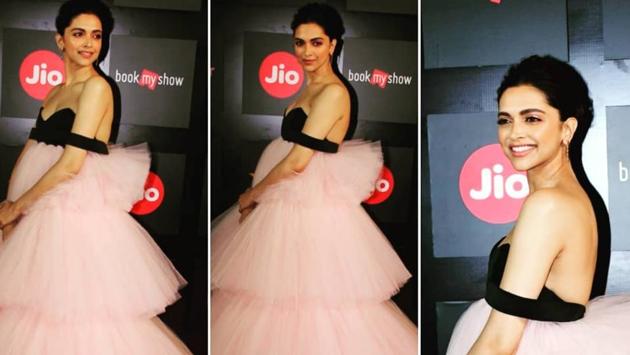 More recently, Deepika was seen at the MAMI film festival in Mumbai in a flared tulle dress in baby pink that had a sexy black bodice. (iNSTAGRAM)