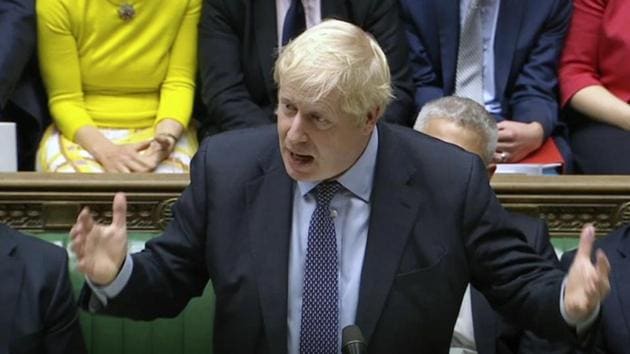 Britain's Prime Minister Boris Johnson speaks inside the House of Commons, after lawmakers accepted an amendment which seeks to avoid a no-deal Brexit from Europe on upcoming October 31, in London.(AP photo) Britain's Prime Minister Boris Johnson speaks inside the House of Commons, after lawmakers accepted an amendment which seeks to avoid a no-deal Brexit from Europe on upcoming October 31, in London.(AP photo)