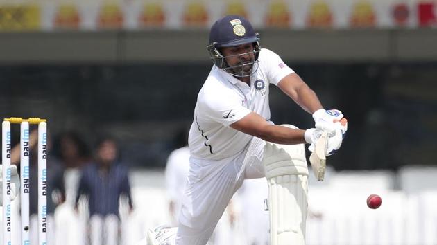 India's Rohit Sharma plays a shot during first day of the third and last cricket test match between India and South Africa in Ranchi, India, Saturday, Oct. 19, 2019.(AP)