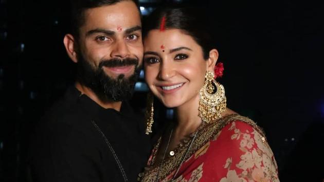 Anushka wore a beautiful red Sabyasachi saree as she celebrated the festival with cricketer husband Virat Kohli. She looked like the quintessential Indian bride with her sindoor, bindi, kohl-lined eyes and heavy earrings and bright red bangles. (Instagram)