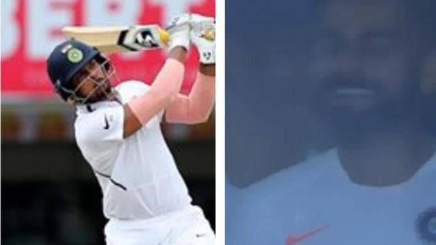 Virat Kohli enjoyed Umesh Yadav’s innings in Ranchi.(HT Collage/BCCI)