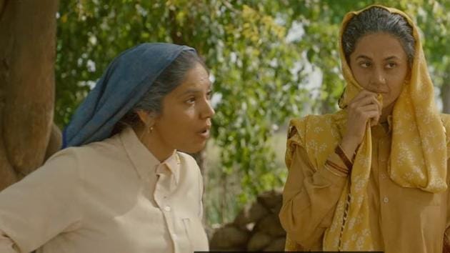 The heroines of Saand ki Aankh are two women in their 60s, played by Pednekar and Taapsee Pannu, both in their 30s.(HT File)