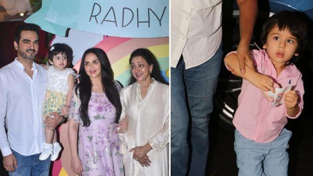 Esha Deol with daughter Radhya at her birthday party, which saw Taimur Ali Khan in attendance.(Varinder Chawla)