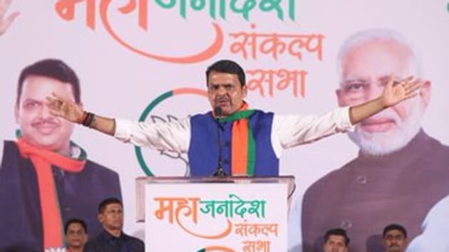 The Shiv Sena, which ended up with 63 seats in 2014 state elections when it contested alone, is projected to cross the 100-seat mark to 102. (Photo @Dev_Fadnavis)