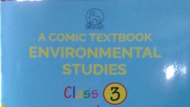 Comic textbook for Class III on environmental studies released in Imphal on Monday. (HT photo/Sobhapati Samom)
