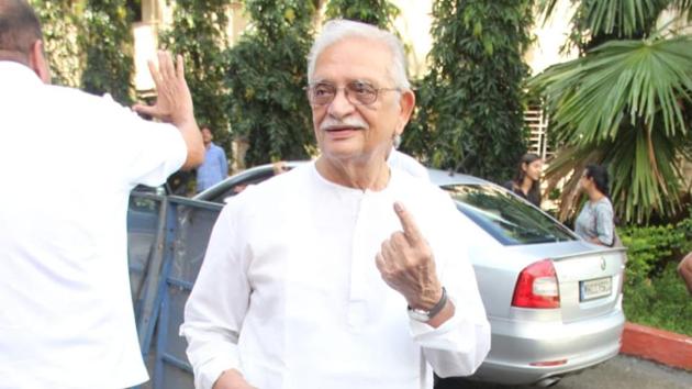 Lyricist Gulzar after casting his vote.