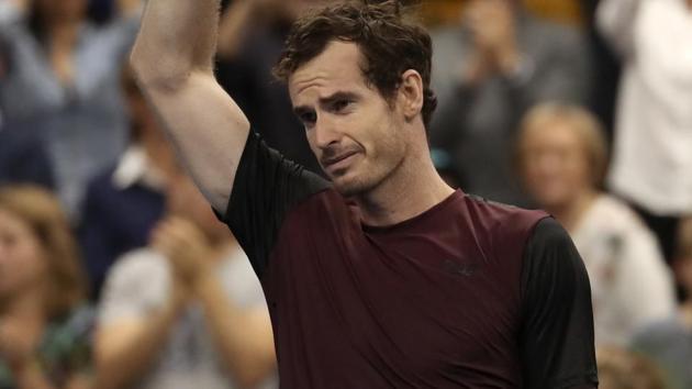 Andy Murray of Britain reacts after winning the European Open final tennis match.(AP)