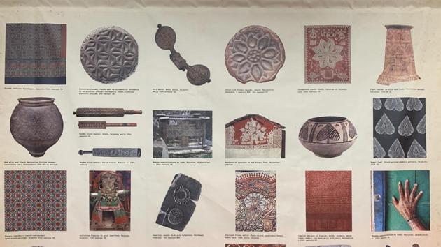 Artefacts and prints from the Indus Valley Civilisation on display at the venue. Speaking on this milestone, Mrs Anita Lal, Founder and Creative Director, Good Earth said, “Good Earth Sustain was launched in 2009 with the idea of creating elegant daily wear that celebrates Indian crafts through timeless styles rooted in our textile traditions. Sindhu is a very special collection for us.” (Paroma Mukherjee / HT Photo) 