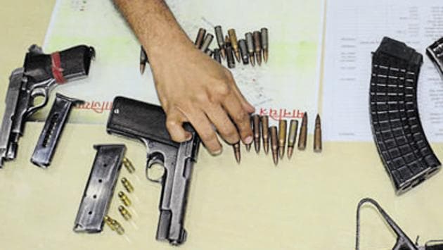 The Pune police crime branch seized eleven pistols and seventeen live cartridges and arrested four men on Saturday. (REPRESENTATIVE PHOTO) The Pune police crime branch seized eleven pistols and seventeen live cartridges and arrested four men on Saturday. (REPRESENTATIVE PHOTO)