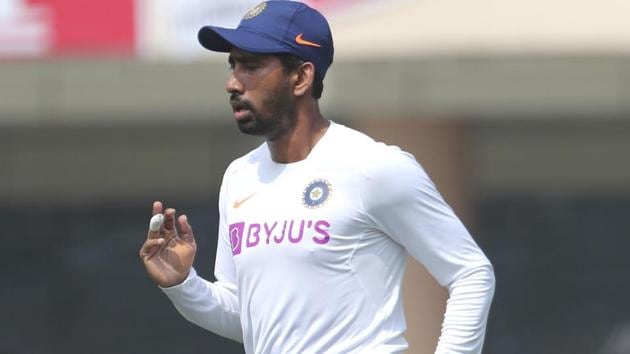 India's Wriddhiman Saha attends a training session.(AP) India's Wriddhiman Saha attends a training session.(AP)