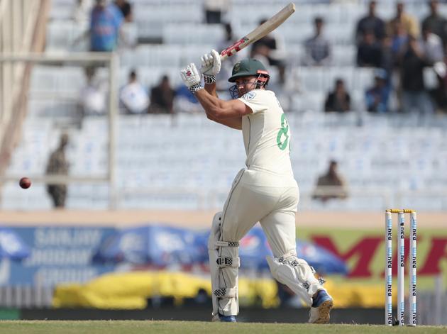 South Africa's Anrich Nortje bats during the fourth day of third and last cricket test match. (AP)