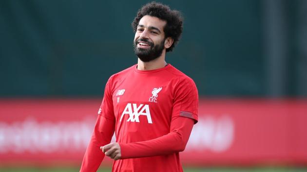 =Liverpool's Mohamed Salah during training.(Action Images via Reuters)