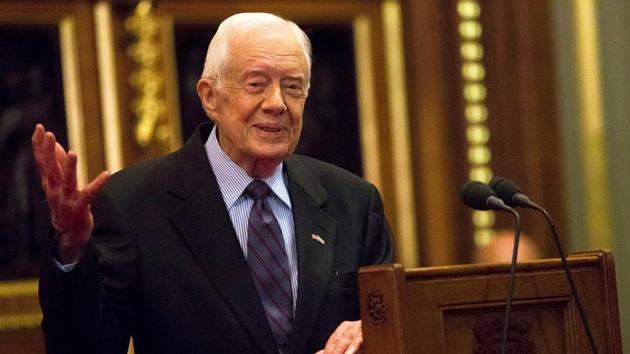 Former US President Jimmy Carter sustained a pelvis fracture after falling at his Georgia home.(Reuters photo)