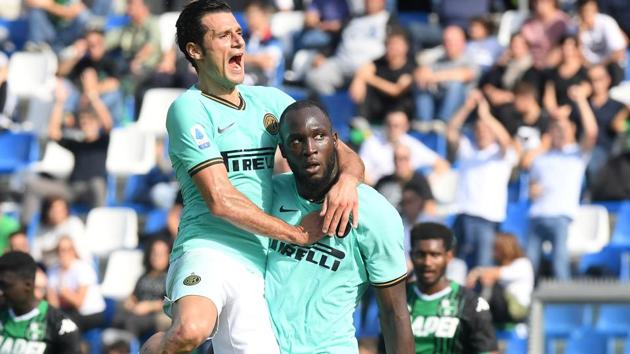 Inter Milan's Romelu Lukaku celebrates.(REUTERS)