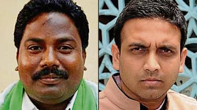 JMM legislators Jai Prakash Bhai Patel (left) and Kunal Sarangi are likely to join the BJP on Wednesday, October 23, 2019.(HT Photos)