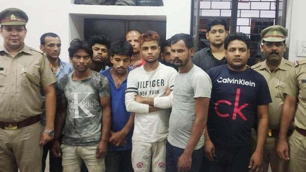 A case under the Animal Cruelty Act has been registered against those arrested, among whom was a corporator of the local municipal corporation, police said. (Photo: @moradabadpolice/Twitter) A case under the Animal Cruelty Act has been registered against those arrested, among whom was a corporator of the local municipal corporation, police said. (Photo: @moradabadpolice/Twitter)
