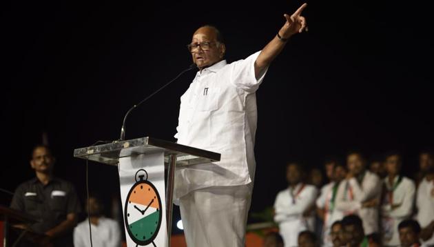 NCP chief Sharad Pawar addressing a political rally in Beed recently. (HT PHOTO) NCP chief Sharad Pawar addressing a political rally in Beed recently. (HT PHOTO)