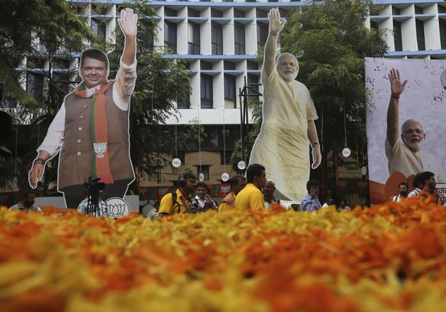 The Bharatiya Janata Party-Shiv Sena (BJP-SS) alliance counting leads in Maharashtra are not as resounding as the BJP expected. Haryana has been the biggest surprise in the elections, throwing up a hung assembly.(AP file photo)