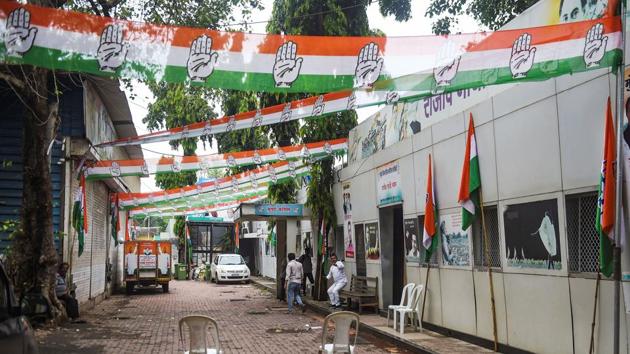 A deserted view of the Congress party office in Mumbai. In 2014, when the BJP and the Shiv Sena fought elections separately in the western state, the BJP won 122 seats and the Sena 63. The Congress bagged 42 and the NCP 41. (Shashank Parade / PTI) A deserted view of the Congress party office in Mumbai. In 2014, when the BJP and the Shiv Sena fought elections separately in the western state, the BJP won 122 seats and the Sena 63. The Congress bagged 42 and the NCP 41. (Shashank Parade / PTI)