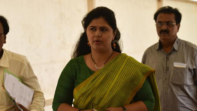 BJP MLA Pankaja Munde is set to lose from her home turf of Parli constituency in Beed district.(Kunal Patil/HT Photo)