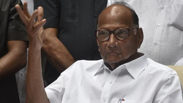 NCP chief Sharad Pawar addresses a press conference as BJP-Shiv Sena leads, in Mumbai. It is to the credit of the party and Pawar that NCP emerged as the third force in the results, overshadowing its erstwhile senior partner, the Congress, and in fact, even improving its 2014 performance. He will be the Opposition’s prime face in the state and his role as an elder in the national Opposition will grow. (Anshuman Poyrekar / HT Photo) NCP chief Sharad Pawar addresses a press conference as BJP-Shiv Sena leads, in Mumbai. It is to the credit of the party and Pawar that NCP emerged as the third force in the results, overshadowing its erstwhile senior partner, the Congress, and in fact, even improving its 2014 performance. He will be the Opposition’s prime face in the state and his role as an elder in the national Opposition will grow. (Anshuman Poyrekar / HT Photo)