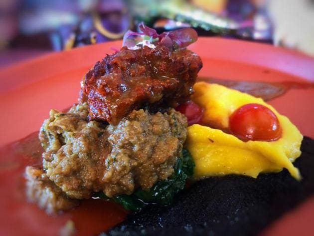 Chef Metrani served, among other delights, Kibti, a recipe from the kitchens of the Maharaja of Patiala. It’s slow-cooked chick meat with saffron potato fondant, heirloom tomatoes and fenugreek.