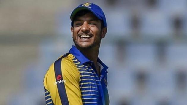Mayank Agarwal in action during Vijay Hazare Trophy.(Twitter/ Image)