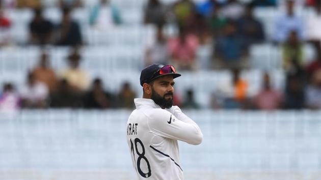 India's cricket team captain Virat Kohli looks on during the third day of the third and final Test match between India and South Africa at the Jharkhand State Cricket Association (JSCA) stadium in Ranchi on October 21, 2019. (PTI) India's cricket team captain Virat Kohli looks on during the third day of the third and final Test match between India and South Africa at the Jharkhand State Cricket Association (JSCA) stadium in Ranchi on October 21, 2019. (PTI)
