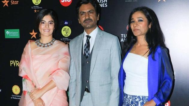 Actors Isha Talwar, Nawazuddin Siddiqui and Tannishtha Chatterjee at Jio MAMI 21st Mumbai Film Festival, in Mumbai. (IANS)