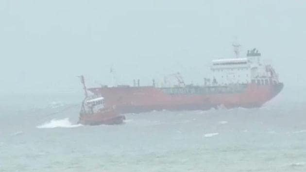 The vessel is also said to be carrying around 50 tonnes of heavy oil and 19 tonnes of diesel, thus sparking fears of a major oil spill. (HT Photo) The vessel is also said to be carrying around 50 tonnes of heavy oil and 19 tonnes of diesel, thus sparking fears of a major oil spill. (HT Photo)