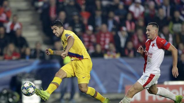 Barcelona's Luis Suarez during a Champions League match(AP)