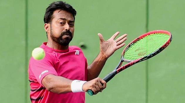 Leander Paes during a practice session.(PTI)