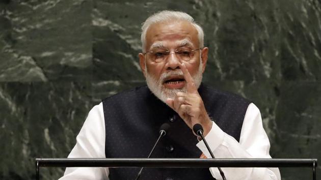 India's Prime Minister Narendra Modi addresses the 74th session of the United Nations General Assembly in September 2019. (AP) India's Prime Minister Narendra Modi addresses the 74th session of the United Nations General Assembly in September 2019. (AP)