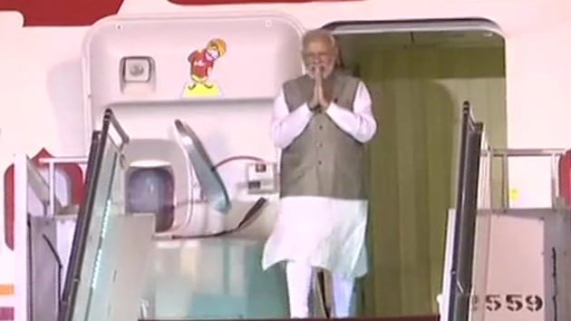 Prime Minister Narendra Modi arrived in Riyadh late on Monday night(ANI/Twitter)