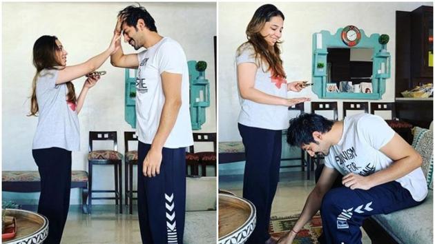 Kartik Aaryan shared two pictures from Bhai Dooj celebrations.(Instagram)