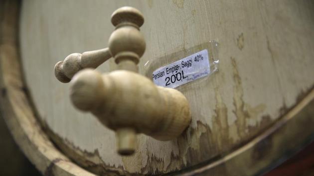 An oak barrel holds aged ‘Arak Saggi’. Alcohol consumption is forbidden under Iran’s Shariah law and it is illegal for the majority of Iranian Muslims. The crime is typically punishable by lashes and cash fines. Still, bootleg alcohol can be found in underground markets. Iran’s National Emergency Services says 27 people died last September and more than 300 were hospitalized after drinking tainted bootleg. (Kamran Jebreili / AP)