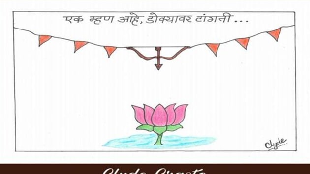 In Marathi, there is a saying “dokyavarati tangati talwar”, which is equivalent to the English phrase - ‘sword of Damocles hangs over head’, implying that something bad is in the offing or one is faced with a threat. (Twitter/ Clyde Crasto) In Marathi, there is a saying “dokyavarati tangati talwar”, which is equivalent to the English phrase - ‘sword of Damocles hangs over head’, implying that something bad is in the offing or one is faced with a threat. (Twitter/ Clyde Crasto)