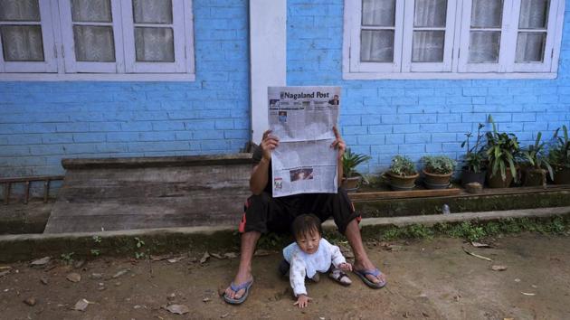 A man reads a newspaper carrying headlines of the peace talks in Kohima. The talks seek to settle disputes dating back to colonial times. The Nagas, an ethnic community comprising several tribes, demand a Greater Nagalim comprising Nagaland and parts of neighbouring states. Assertions of Naga nationalism continued post Indian independence, and statehood for Nagaland. Unresolved issues gave rise to decades of insurgency. (Yirmiyan Arthur / AP)
