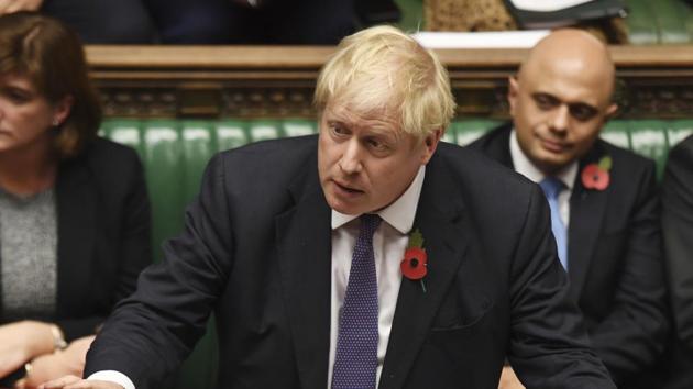 Britain's Prime Minister Boris Johnson speaks to lawmakers during the election debate in the House of Commons, London, Monday Oct. 28, 2019. (AP) Britain's Prime Minister Boris Johnson speaks to lawmakers during the election debate in the House of Commons, London, Monday Oct. 28, 2019. (AP)