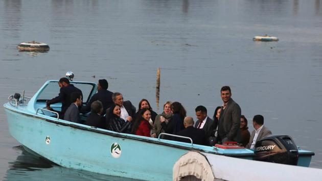 A delegation of European Union lawmakers take a local shikara ride in the Dal Lake, Srinagar, Jammu and Kashmir. (Waseem Andrabi / Hindustan Times) A delegation of European Union lawmakers take a local shikara ride in the Dal Lake, Srinagar, Jammu and Kashmir. (Waseem Andrabi / Hindustan Times)