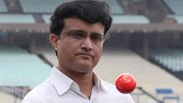 File image of BCCI president Sourav Ganguly playing with pink ball at Eden Gardens.(Getty Images)